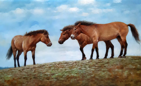 2189-T3 | 90cm x 60cm | famille de chevaux 